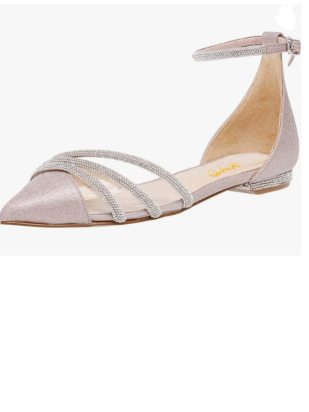 XYD Pink Clear Pointed Toe Glitter Rhinestones Ankle Strap Wedding Sandals